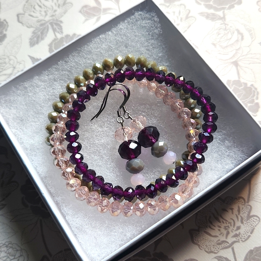 Handmade Bracelet & Earring Set Stainless Steel